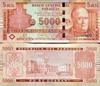 *5000 Guaranies Paraguaj 2005-10, P223 UNC - Kliknutím na obrázok zatvorte -